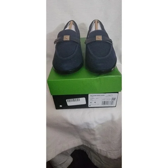 Kate Spade Deco Bow Suede Loafers Navy‎ Blue Women's Size 6 NWB - Picture 3 of 5